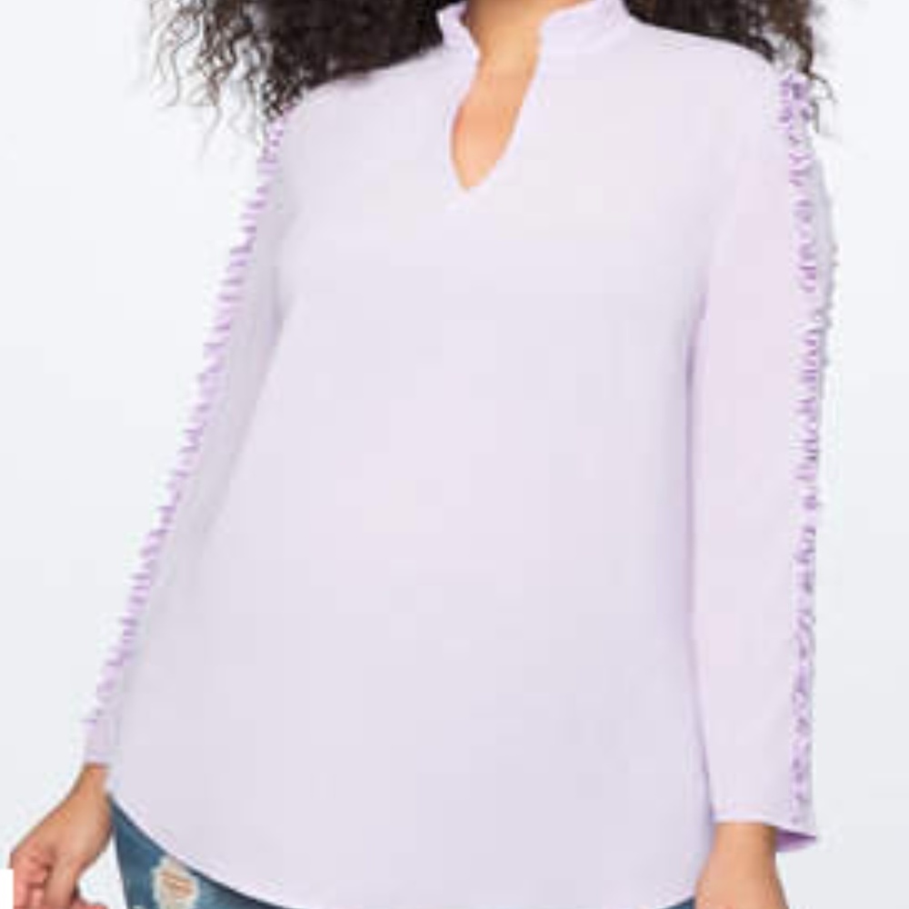 Ruffle Detail Tunic Blouse Top, Lavender, 18